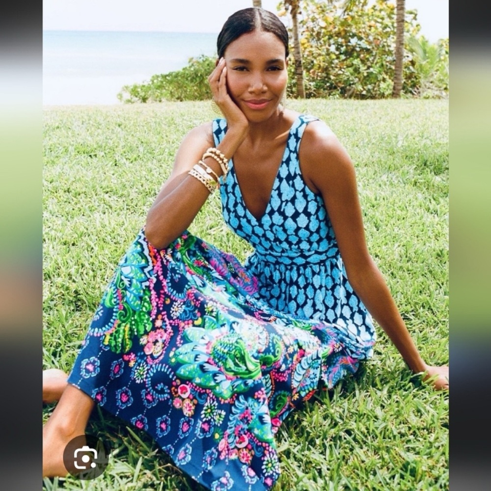 Lilly Pulitzer GIORGINA MAXI Dress Multi Ride the Wave Engineer size: 12 NWT